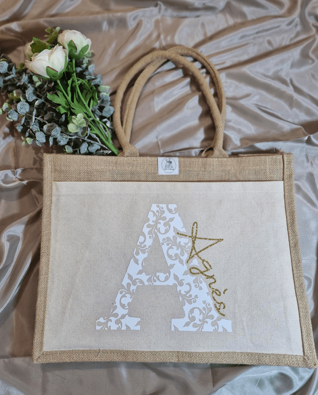 Sac cabas "lettre fleurs baroque"