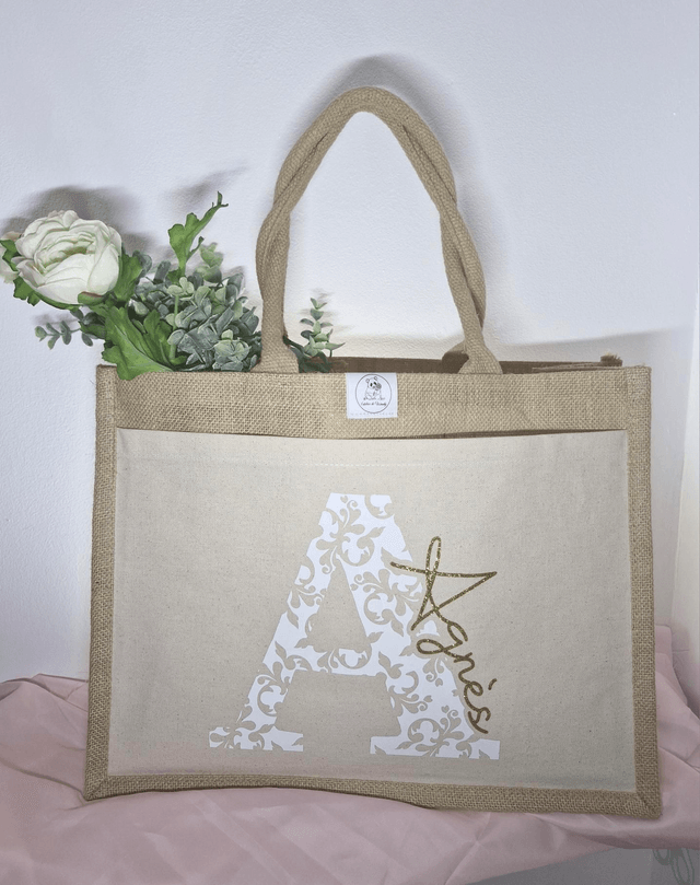 Sac cabas "lettre fleurs baroque"