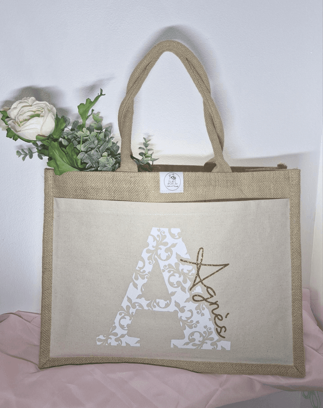 Sac cabas &quot;lettre fleurs baroque&quot;